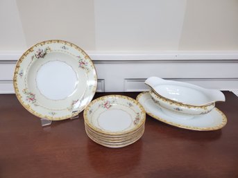 Assorted Vintage NORITAKE 592 Belvoir China Dinnerware-gravy Boat, Soup Bowl & Berry Bowls