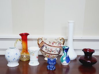 Assortment Of Porcelain, Pottery & Glass Bud Vases - Including Austrian Airlines Vase