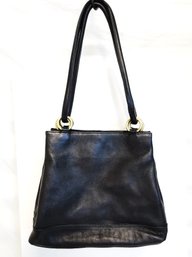 Lovely Vintage Genuine Black Leather Double Strap Handbag By THE ARCHITECT Collection