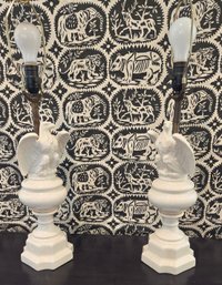 Pair Of Eye Catching American Eagle Porcelain Table Lamps