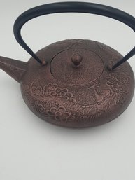 Vintage Japanese Cast Iron Tetsubin Teapot With Celestial Dragon And Cloud Motif