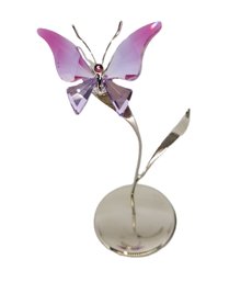 Swarovski Crystal Butterfly Amara Fuchsia Rain Magnetic Figurine With Stand 0861937 In Original Box   #4