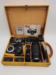 Vintage PENTAX ME SUPER 35MM SLR CAMERA- Includes Fitted Case With Lenses, Flash, Filters