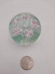 Vintage GENTILE GLASS Paperweight- With Cased Flowers