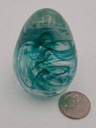 Vintage Green Swirl West Virginia Egg  Paperweight