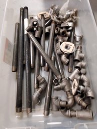 Large Lot Black Iron Pipe, Couplings & Fittings