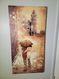 Umbrella Couple.  Print On Stretched Vinyl.