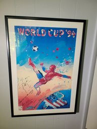 Peter Max Signed 94 World Cup Soccer. Acrylic On Canvass.  Very Vibrant.