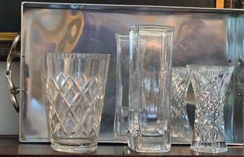 3 Beautiful Crystal Vases - 2 Brilliant Cut / 1 Smooth