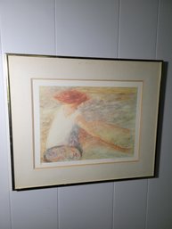 Barbara A. Wood Signed Artwork. Behind Glass And Well Framed Matted.