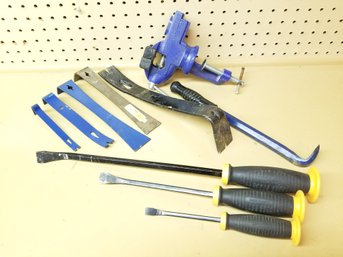 Clamp-on Table Vise And Pry Bars