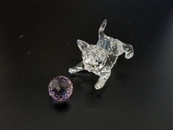 SWAROVSKI Austrian Crystal Standing Kitten With Pink Ball Figurine With Original Box (lot 52)