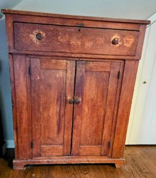 *Dimensions* Antique Colonial American Hardwood 2-door Cupboard With Paneled Door Fronts