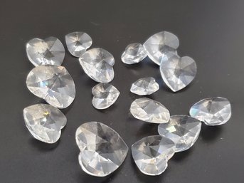 Fifteen Swarovski Faceted Heart Shaped Crystal Small Hearts