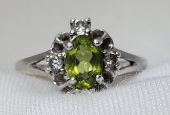 Sterling Silver Stunning Size 7 Tested Emerald And CZ Ring ~ 3.13 Grams