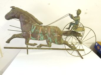 Antique Copper Horse And Sulky Weathervane