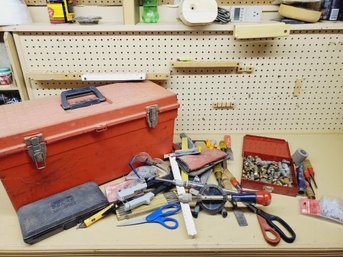 Plastic Portable Toolbox With Hand Tools & Gadgets