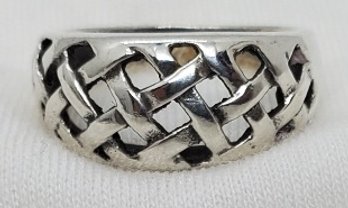 Vintage Sterling Silver Size Size 6 Basket Weave Ring ~ 3.73 Grams