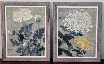 Asian Inspired Botanical Prints Nicely Framed In Grey Barnwood