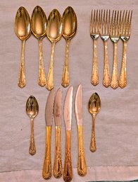 Vintage Hiram Wild Sheffield Gold Plated Stainless Flatware