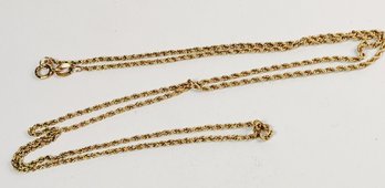 Vintage 14k Yellow Gold Spiral Rope Chain Link Necklace