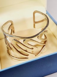 New Newbridge Silverware Made In Ireland  Silver Tone Cut Out Cuff Bracelet  Modern Design In Box