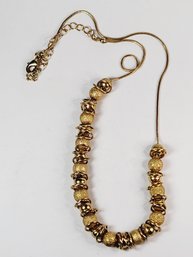 Vintage Gold Tone  Hallow Ball And Circle Slide Necklace Adj. Length