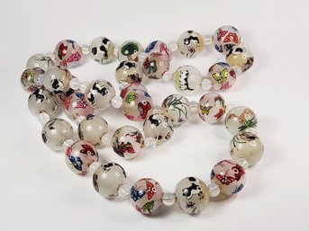 Painted Glass Beaded Ball Necklace