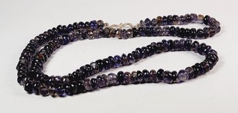 Sterling Silver Iolite Water Sapphire  Beaded Necklace