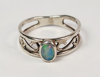 Sterling Silver Opal Inlay Ring Modern Design