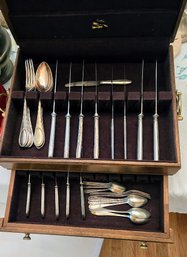 Everyday Or Special Occasion Silver Louis XVI Style Vintage Flatware With Tiered Chest