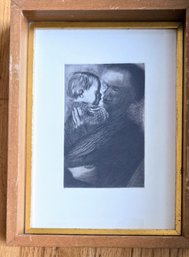 Circa 1950 Framed Print After Original Etching (circa 1931) By German Artist Kathe Kollwitz (1867-1945)