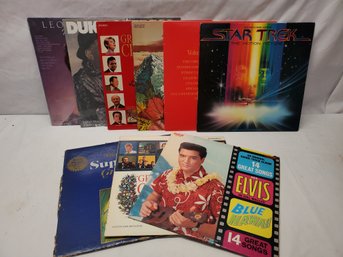 Nine Vintage Vinyl LPs Record Albums-Elvis, The Supremes, Star Trek, Leontyne Price, James Galway (Lot D)