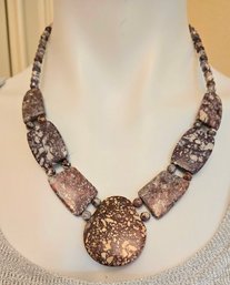 Jay King Brecciated Tawny Port Stone Necklace With Sterling Findings