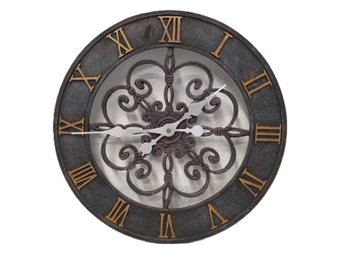 Round Resin Wall Clock With Roman Numerals