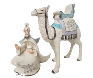 2004 Hawthorne Village 'King Melchoir' & 'Faithful Camel' Silver Blessings Nativity Collection #2