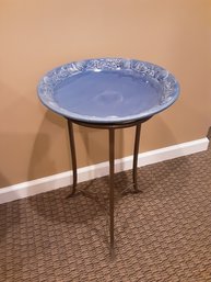 Chatham Pottery  Bird Bath With Iron Legs