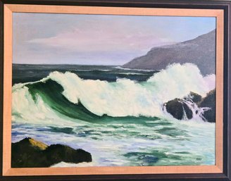 Gorgeous Sea Coast Crashing Waves Original Acrylic Painting - Artist Signed