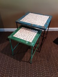 Tile Iron Base Seashell Nesting Tables