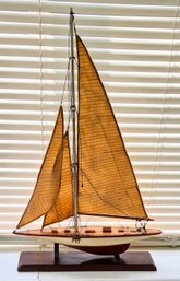 Vintage Mounted Model Sailboat - Similar To The 1934 J Endeavour America's Cup Ship!