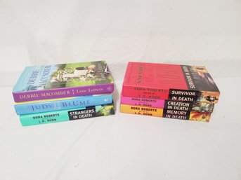 Six Fiction Hardcover Books - Nora Roberts, Debbie Macomber & Judy Blume