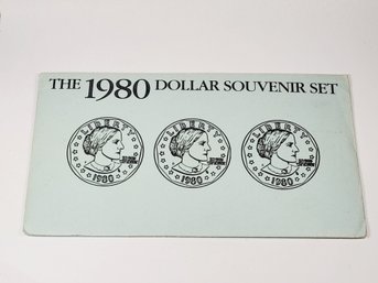 1980 Susan B. Anthony 3 Coin Souvenir Set P,d,s