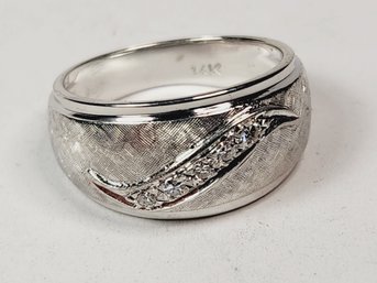 Unique  Diamond & 14k White Gold  Ring Band Size 7 (matching  Last Item)