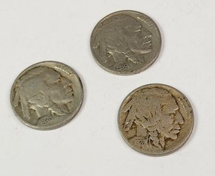 3 Buffalo Nickels - 1930 1936, 1920