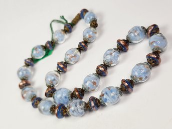 Beautiful Painted Glass Beaded Ball Necklace