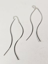 UNiQUE Sterling Silver Curved  Dangle Dual Sided  Threader Earrings