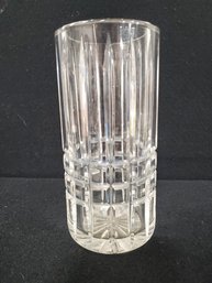 Vintage Heavy Ceskci Crystal Glass Vase Poland 7' Tall Signed