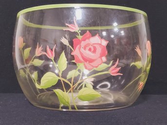 Block Basics Handpainted Glass 'vintage Rose Bowl'