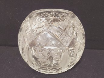 Vintage Thick Cut Crystal Pinwheel Round Globe Flower Vase Bowl