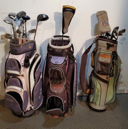 Lot Of Golf Clubs And 3 Golf Bags